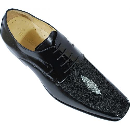 Belvedere "Bolzano" Black Genuine Stingray Shoes